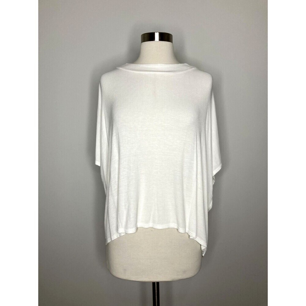 MISSGUIDED Top Women 6 Ribbed White Cross Cross Open Back Short Sleeve Oversized